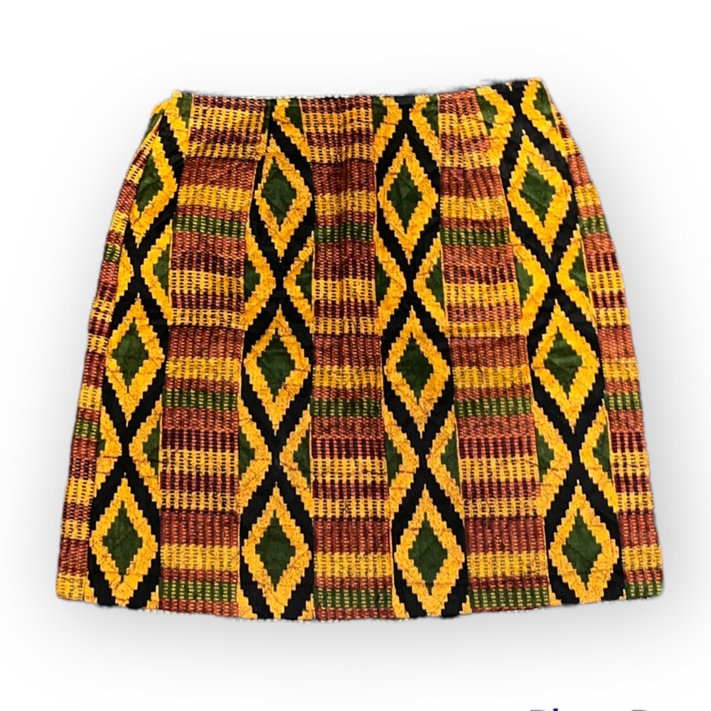 Vintage Quilted African Print Skirt